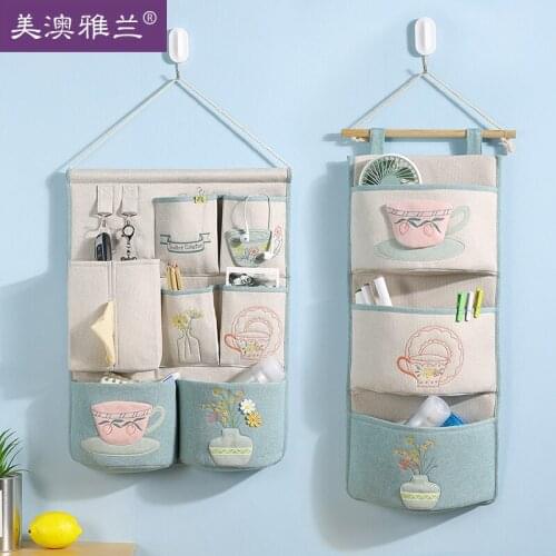 Large Capacity Wall Hanging Decoration-Style Fabric Storage Bag behind the Door Hanging Wall Hanging Storage Hanging Pocket