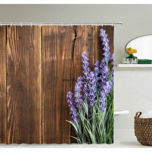 Flowers lavender Pattern Shower Curtains Waterproof Polyester Bath Screen for Home Decoration Bathroom Printed Shower Curtain