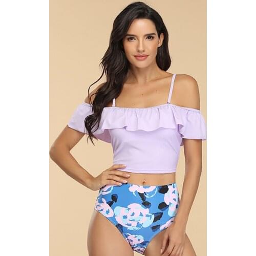 Women Plus Size Bikinis High Waist Sexy Fashion Sport Style Bikini Two Piece Set Swimwear Beach Suit S-XL