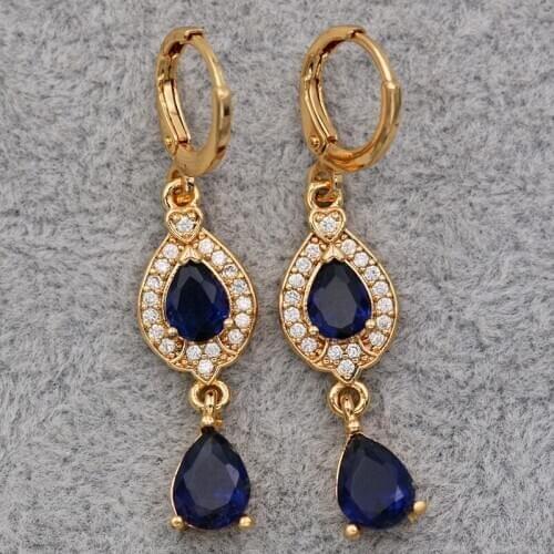 Bohemia Dangle drop earrings for womens water drop red stone Jewelry earrings for Party Wedding Valentines Day Gift