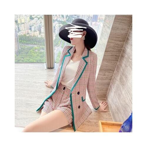 Plaid suit women New High-end suit shorts suit female two-piece professional wear British wind jacket casual fashion suit women
