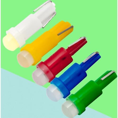 10Pcs T5 37 58 70 73 74 Ceramic 3D COB Led Lamp Car Gauge Speedo Dash Bulb Dashboard Light white blue red green yellow DC 12V