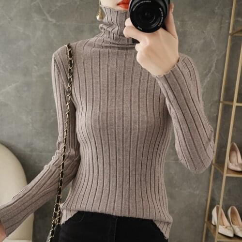 2020 High Neck Blended Sweater Bottoming Shirt Womens Inner Wear Fall/Winter Pullover Long-Sleeved Slim- Cashmere Wool Knit Top