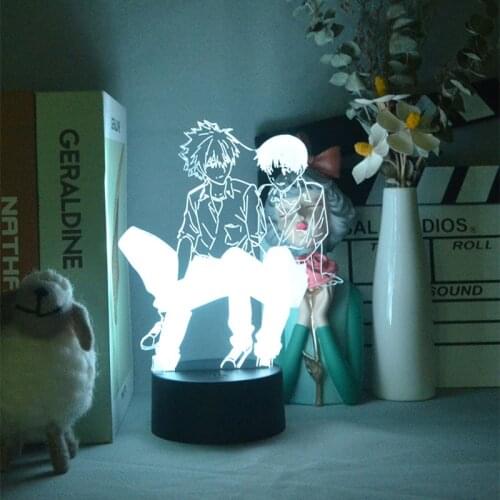 3D Night Light Childrens Gift Anime Figurines Ikari Shinji & Kaworu Nagisa Home Room Decoration Kids Bedroom Desk Decor EVA