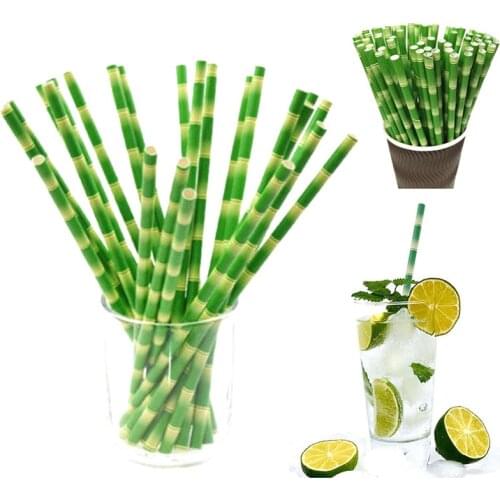 50pcs 19.7cm Paper Straw Reusable Bamboo Drinking Straws Drinking Tubes Party Supplies Decoration Cocktail Drink Accessory