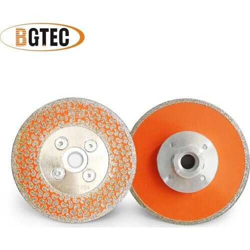 BGTEC 2pcs 4" Electroplated diamond cutting & grinding disc M14 flange 105mm granite marble Single side coated diamond saw blade