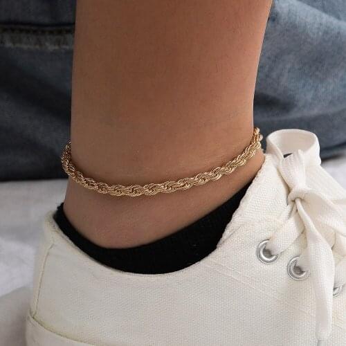 Gold Ankle Bracelets for Women Fashion Beach Rope Chain Ankle Bracelet on Leg Foot Bracelets Bohemian Jewelry