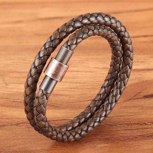 XQNI Hand Made Bracelet Double Layer Vintage Buckle Combination For Men Braid Bracelet & Bangle For Special Classic Gift Selling