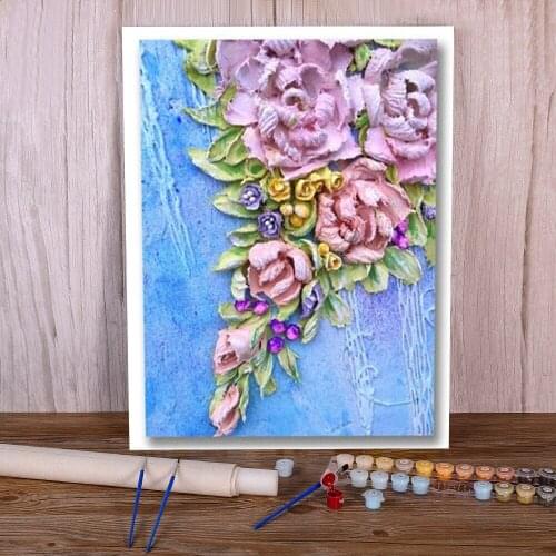Flowers Art Rose Peony DIY Paint By Numbers Set Oil Paints 50*70 Canvas Pictures Home Decoration Kids Handiwork Handicraft