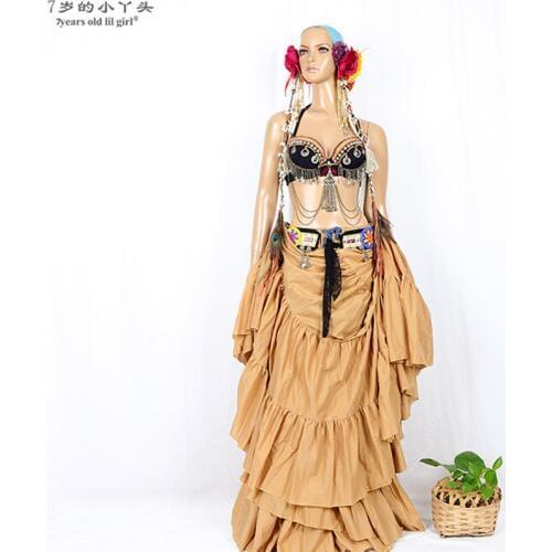 Women ATS Tribal Belly Dance 100% Cotton Skirt Tribal Bohemia Ladies Gypsy Long Skirt Full Circle Dance Clothes CMM02