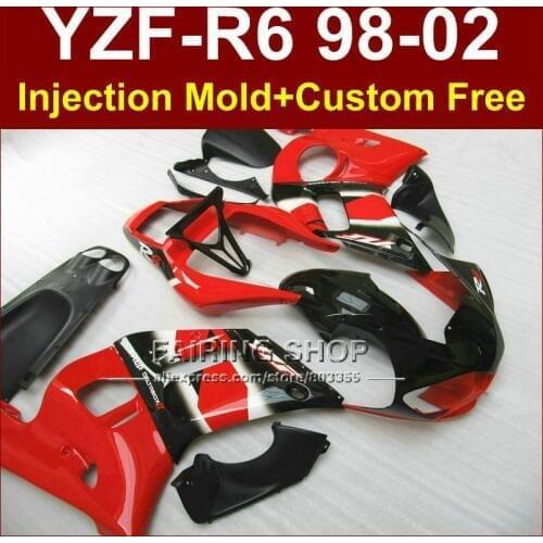 F8EF Hot sale red fairing parts for YAMAHA fairing kit YZF R6 98-02 custom fairing YZF R6 1998 1999 2000 2001 2002 TO9V