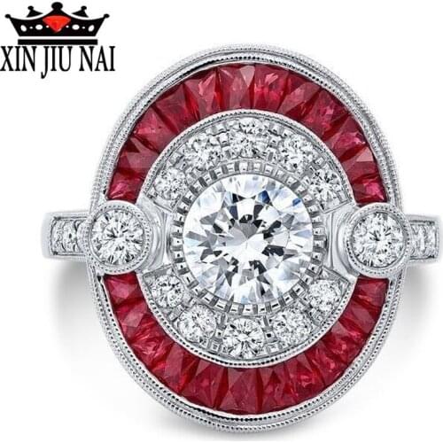 Palace Royal Family Vintage Finger Ring 925 anillos Silver Red Crystal Cz Party Wedding Rings For Women Men Jewelry Ruby Ring