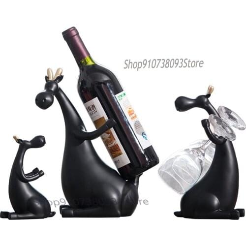 Nordic Creative Red Wine Rack Ornaments Household Upside Down Red Wine Cup Rack Deer Wine Tray Store Living Room Decoration Movi