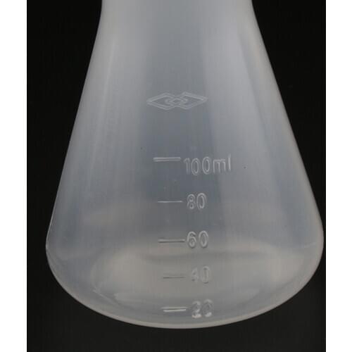 2 Pieces Of Laboratory Graduated Plastic Erlenmeyer Flasks With Cap 100ml