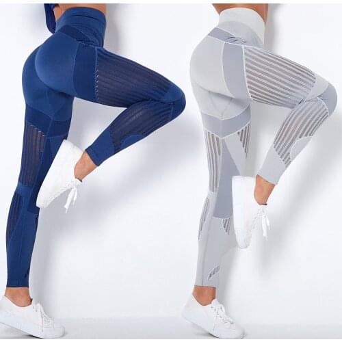 Hollow Out Leggings Women High Waist Solid Fitness Workout 10% Spandex Bubble Butt Push Up Breathable Hollow Mesh Women Leggings
