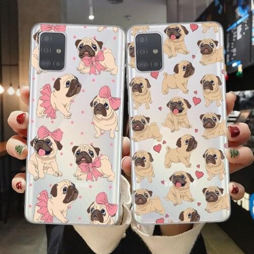Cute Pug French Bulldog Cover For Samsung A10 A20 A30 A40 A50 A70 A51 A71 A21S A7 A6 A8 Plus 2018 S10 S20 Plus Ultra Phone Cases
