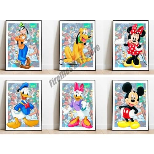 Disney Mickey Mouse and Donald Duck Square Round Diamond Painting Comic Cross Stitch Kits Diamond Mosaic Picture Home Decoration