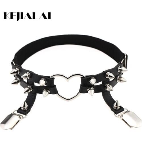 New Fashion Harajuku Punk Rivet Cortex Heart Shape Manual Foot Ring Sexy Dance Leg Garters Female For Wedding Dainty Gift