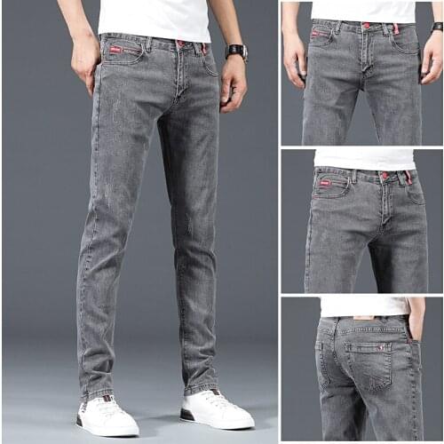 4 Colors New Mens Jeans Spring And Autumn Cotton Stretch Slim Denim Trousers Male Korean Casual Skinny Jeans Mens Denim Pants