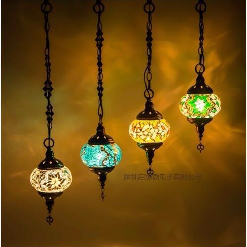 New style Turkey ethnic customs handmade lamp romantic cafe restaurant bar tree Pendant light bar Mosaic Pendant lamp