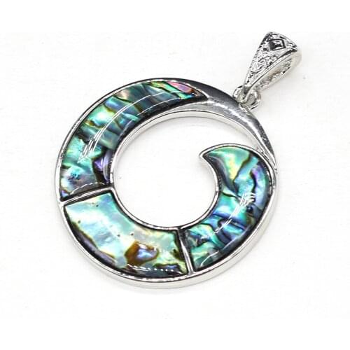 Natural Abalone Shell Pendant Charms Round Shape Hollow Pendant for Women DIY Jewelry Making Necklace Exquisite Gift 40x43mm