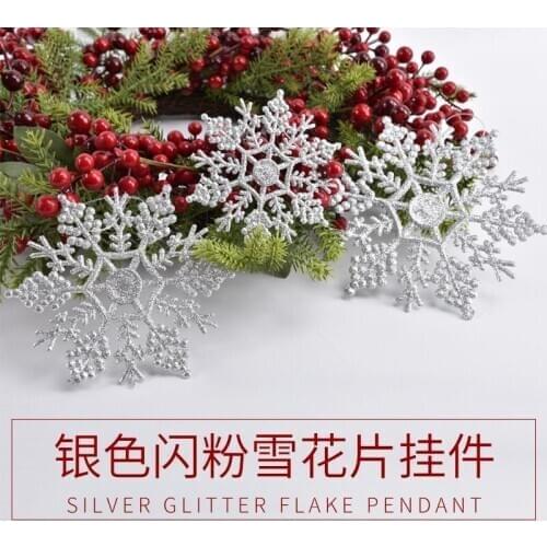 Festive decorations Silver glitter 10-15CM snowflake Christmas tree shopping mall scene decoration snowflake pendant