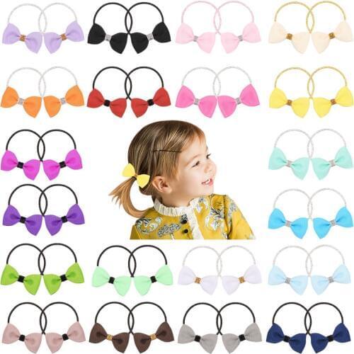 2PCS New Cute Candy Bowknot Princess Headwear Kids Elastic Hair Bands Children Ropes Girls Accessories Baby Headdress