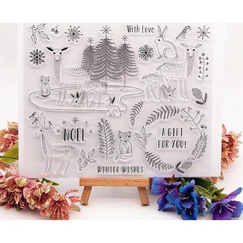 Christmas Forest Clear Stamps Transparent Seal 19.5x16.5cm Silicone Seal TPR Halloween Roller stamps DIY Scrapbooking Card