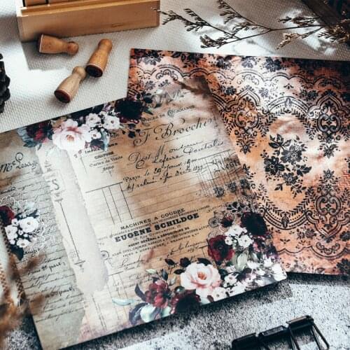 Vintage Plant Rose Collage Basic Material Paper DIY Scrapbook Base TAG. Photo Props Gift Packaging Decoration