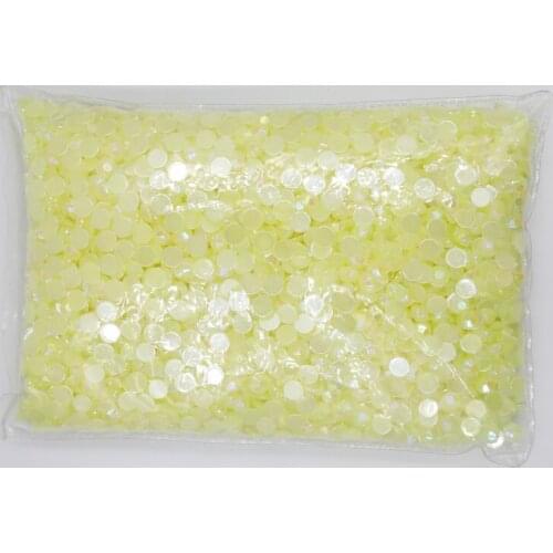 Jelly Jonquil AB Color 1.5~7mm Flat Back Round Acrylic Rhinestones Beads ,3D Acrylic Nail Art / Garment Decoration