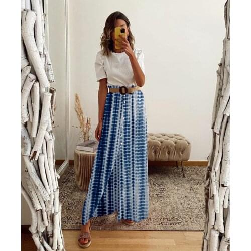 Pring and summer new supply fashion tie-dye wind breasted women split skirt skirt