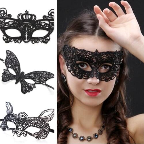 Women Exotic Accessories of Female Lace Masquerade Hollow Face Mask for Princess Prom Party Props Sexy Costumes