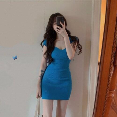 Woman Dresses Short Skirt Womens Summer Knitted Dress Vestido De Mujer Femme Robe