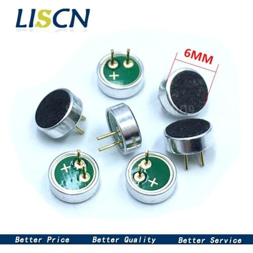 10PCS 6022 electret microphone condenser usd to 52DB MP3 6 * 2.2mm The recording head 6x2.2mm