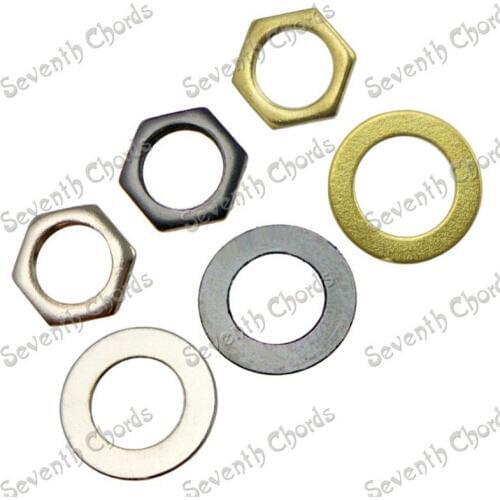 12Sets 9mm Electric Bass Guitar parts Nut Washer Input Output Jack M9 Bass Guitar Socket Nut Gasket Guitar Accessories parts