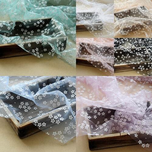 150x50cm Cute Plum Blossom Transparent Mesh Handmade Lace Fabric DIY Baby Skirt Cloth