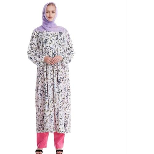 2 piece cotton abaya turkish dresses islamic clothing print dress indonesia caftan dubai muslim tunic pants jalabiya for women