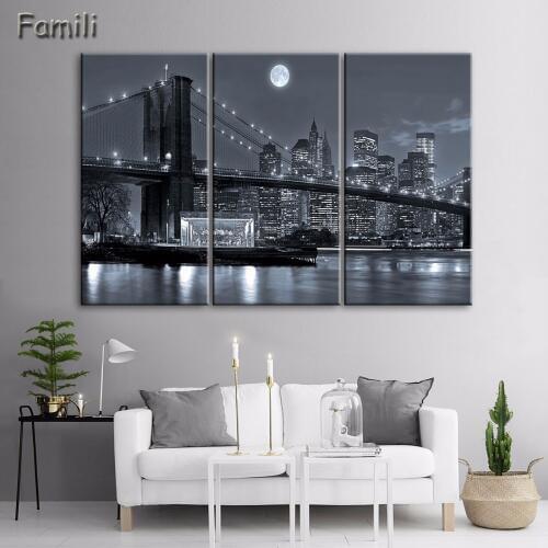 3PCS HD Printed brooklyn manhattan new york Painting childrens room decor print poster picture canvas drop ship wall art