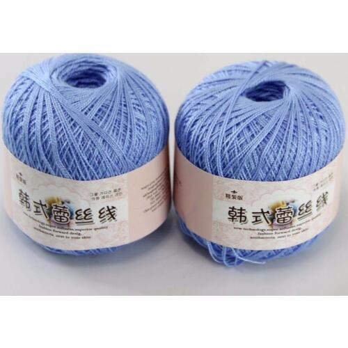 3ballsx50g New Soft Hand Cotton Lace Wool Yarn Crochet Shawl Scarf Knitting Light Blue 16107-3