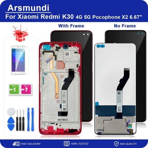 6.67" For Xiaomi Redmi K30 4G 5G LCD Display Touch Screen Digitizer Assembly For Xiaomi Mi Poco X2 Pocophone X2 LCD