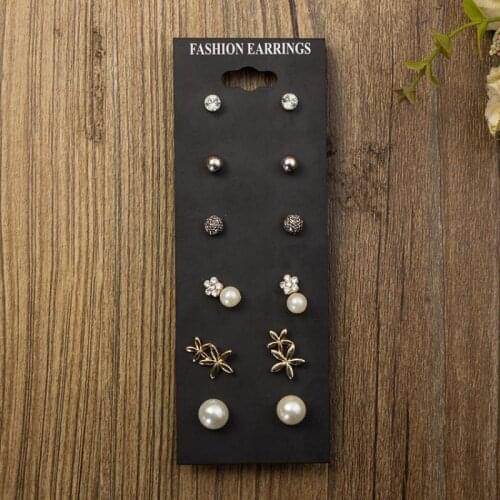 6 Pairs/set Earrings Fashion Elegant Shiny Oorbellen Heart&crystal&butterfly Stud Earrings Cute Earring Sets For Women Brincos