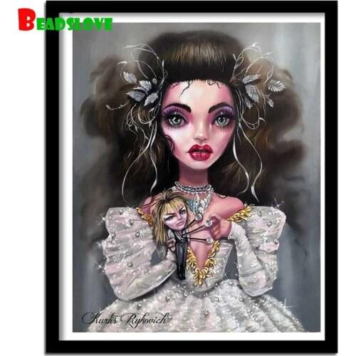 5D Diy Diamond Mosaic Cartoon Girl Doll Diamond Painting Full Square Round Embroidery Flash Drilling Dress Childrens Gifts B81