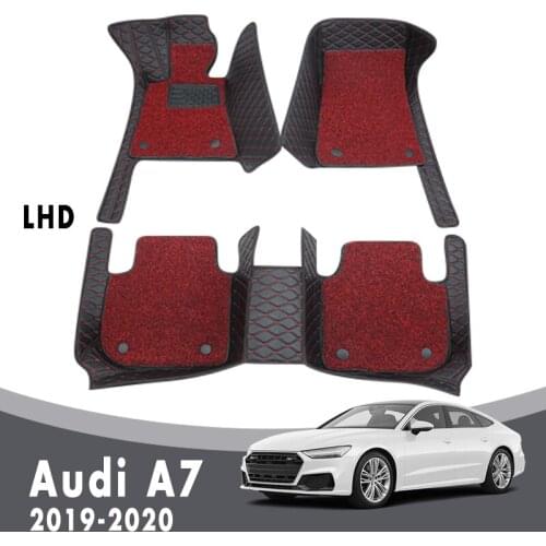 Car Floor Mats Double Layer Wire Loop For Audi A7 2019 2020 Foot Pads Carpets Auto Accessories Interior Parts Artificial Leather