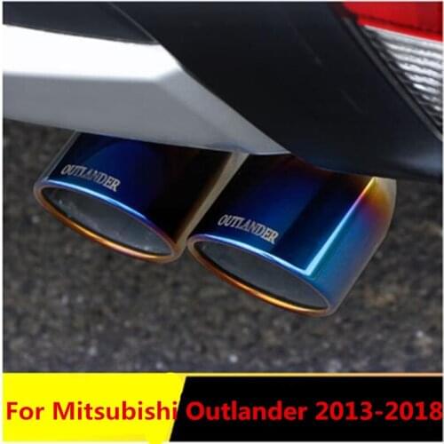 Car exhaust muffler stainless steel 1 to 2 double tube chrome modified rear tail throat For Mitsubishi Outlander 2013 2018-in Ch