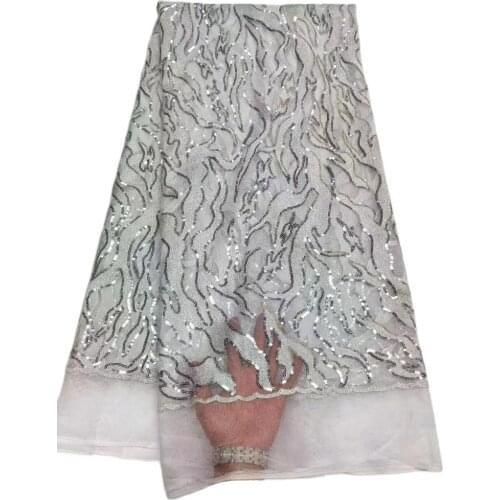White Embroidery Sequins Shinning Nigeria Party Lady Dress Material 2021 Silver Turtle African Aso Ebi Fabric High Quality T061