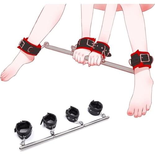 BESTCO 18+ BDSM Bondage Set Stainless Steel Adjustable Spreader Bar Slave Ankle Handcuffs Fetish Restraints Sex Toys for Couples