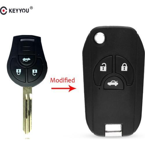 KEYYOU 2 Buttons Case Uncut Blank Flip Folding Remote Key Shell Cover For For NISSAN Maxima Sentra Versa Sylphy Switch Blade