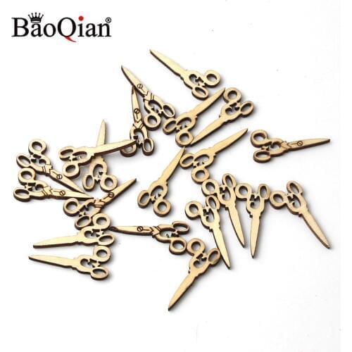 50Pcs Wooden Scissors Scrapbooking Painting Collection Wood Craft Handmade Sewing Accessory Home Decoration DIY 13x30mm