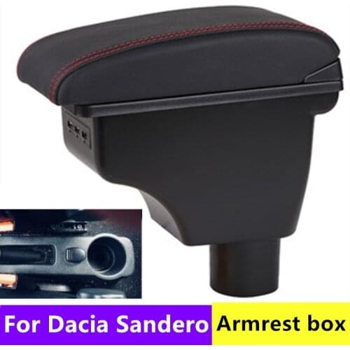 For Dacia Sandero armrest box central Store content Storage box Dacia stepway armrest box with cup holder ashtray USB interface