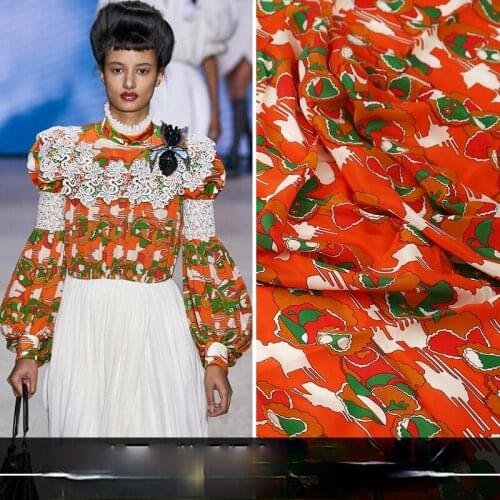 Brand Letter Printed Fabric Polyester Textile Fabric for Dress Shirt Spring and Summer High Fashion Sewing Material by Meter